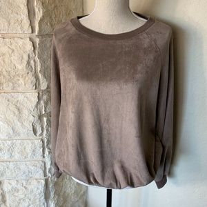 NWOT Mocha Oversized Faux Suede Top